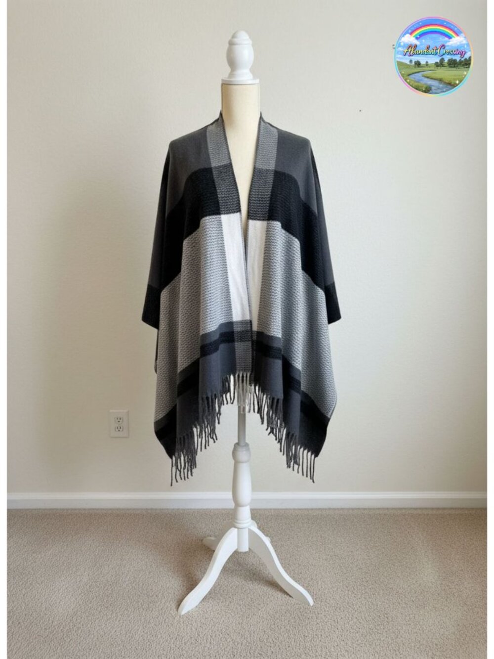 Womens Winter Shawl Wrap Poncho Tassels Acrylic Pashmina One Size